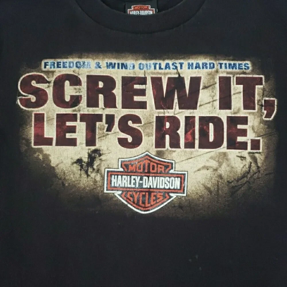 Harley Davidson T Shirt Screw It Let's Ride Three Rivers PA 2008 Men's Sz M